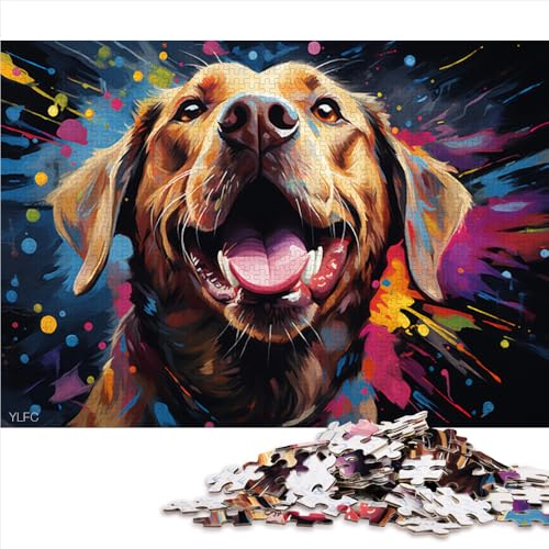 Puzzle mit 1000 Teilen für Erwachsene, Labradors farbenfrohes psychedelisches Papierpuzzle, geeignet für Erwachsene und Kinder ab 12 Jahren, Denkspiel. Größe: 50 x 75 cm. von LZYANG