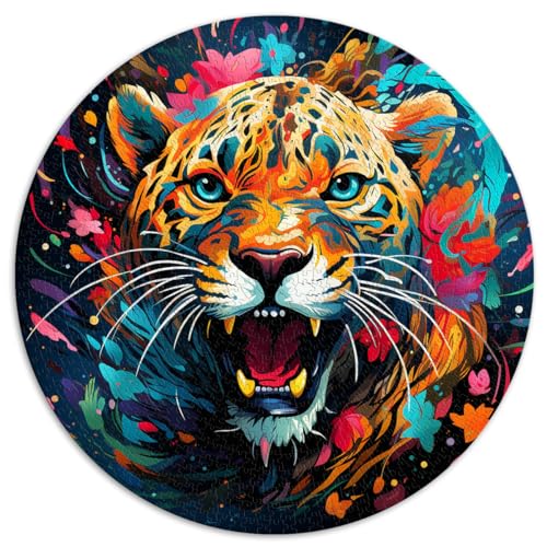 Puzzle mit 1000 Teilen für Erwachsene, Leopard, kreatives rundes Puzzle, für Erwachsene und Familien, Puzzle aus Pappe, pädagogisches Spiel, Herausforderungsspielzeug, Größe 67,5 x 67,5 von LZYANG