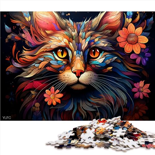 Puzzle mit 1000 Teilen für Erwachsene, Papierpuzzle „Exotisches, buntes Katzen“-Motiv, für Erwachsene und Jugendliche ab 12 Jahren, Holzpuzzle als Familienspiel und Heimdekoration. Größe: 26 x 38 cm von LZYANG