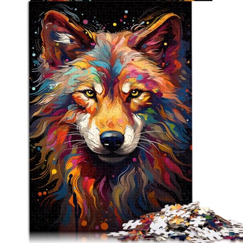 Puzzle mit 1000 Teilen für Erwachsene, Papierpuzzle „Wolf“ zum Bemalen und Ausmalen, für Erwachsene und Kinder ab 12 Jahren, Puzzlespielzeug zur Heimdekoration, Größe: 26 x 38 cm von LZYANG