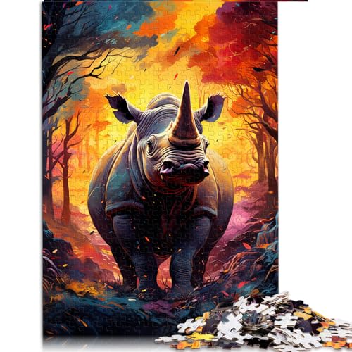 Puzzle mit 1000 Teilen für Erwachsene, Papierpuzzle mit Nashorn-Motiv, zum Ausmalen, für Erwachsene und Kinder ab 12 Jahren, Puzzle zur Heimdekoration, Größe: 52 x 38 cm von LZYANG