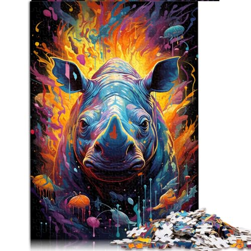 Puzzle mit 1000 Teilen für Erwachsene, Papierpuzzle mit Nashorn-Motiv zum Ausmalen, für Erwachsene und Kinder ab 12 Jahren, Denksportaufgaben für Erwachsene, Größe: 26 x 38 cm von LZYANG