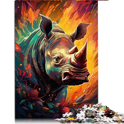 Puzzle mit 1000 Teilen für Erwachsene, Papierpuzzle mit Nashorn-Motiv zum Ausmalen, geeignet für Erwachsene, pädagogisches Puzzle, Familienspiel. Größe: 26 x 38 cm. von LZYANG