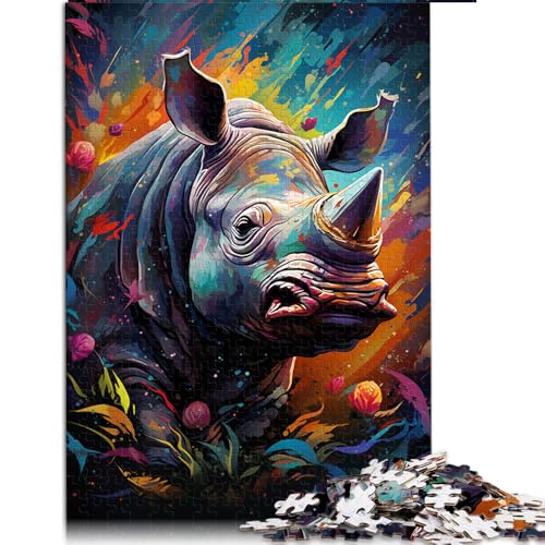 Puzzle mit 1000 Teilen für Erwachsene, Papierpuzzle mit Nashorn zum Ausmalen, Puzzle für 12-Jährige, Lernpuzzle für die ganze Familie, Größe: 26 x 38 cm von LZYANG