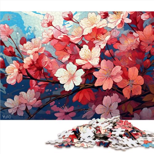 Puzzle mit 1000 Teilen für Erwachsene, fantasievolles Japanisches Kirschblüten-Papierpuzzle, für Erwachsene und Kinder ab 12 Jahren, Puzzle zur Heimdekoration, Größe: 52 x 38 cm von LZYANG