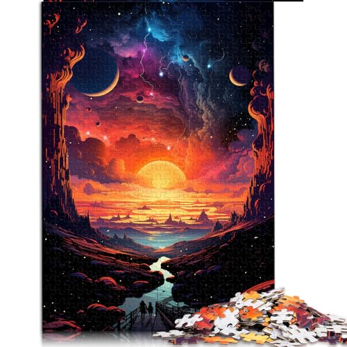 Puzzle mit 1000 Teilen für Erwachsene, farbenfroher, Sonnenuntergang aus dem Weltraum, Papierpuzzle, für Erwachsene und Kinder ab 12 Jahren, Lernspiel für Erwachsene und Kinder, Größe: 26 x 38 cm von LZYANG