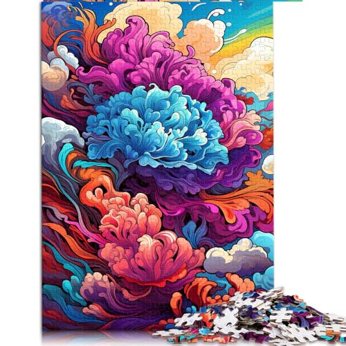 Puzzle mit 1000 Teilen für Erwachsene, farbenfrohes, psychedelisches Blumen-Papierpuzzle, für Erwachsene und Kinder ab 12 Jahren, Denkspiel, Größe: 50 x 75 cm von LZYANG