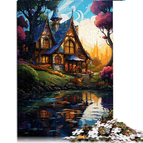 Puzzle mit 1000 Teilen für Erwachsene, farbenfrohes, psychedelisches Sommerhaus-Papierpuzzle für Teenager und Kinder, Holzpuzzle für Familienspiele und als Heimdekoration. Größe: 26 x 38 cm von LZYANG