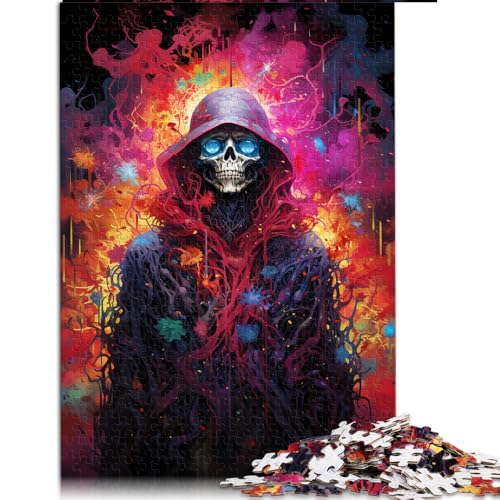 Puzzle mit 1000 Teilen für Erwachsene, farbenfrohes Papierpuzzle mit psychedelischem Skelett-Gemälde, für Erwachsene und Kinder, Holzpuzzle für Familienspiele und als Heimdekoration. von LZYANG