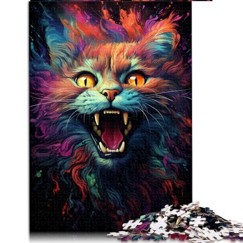 Puzzle mit 1000 Teilen für Erwachsene, farbenfrohes psychedelisches Hellcat-Papierpuzzle, für Erwachsene und Kinder ab 12 Jahren, lustiges Puzzle für die ganze Familie von 。Größe: 52 x 38 cm von LZYANG