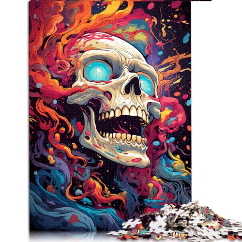 Puzzle mit 1000 Teilen für Erwachsene, farbenfrohes psychedelisches Papierpuzzle mit kosmischen Totenköpfen, für Erwachsene und Kinder ab 12 Jahren, Puzzle zum Stressabbau. Größe: 26 x 38 cm. von LZYANG