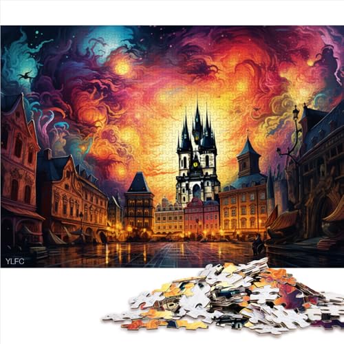 Puzzle mit 1000 Teilen für Erwachsene, farbenfrohes quadratisches Papierpuzzle „Prag“, für Erwachsene und Kinder ab 12 Jahren, Denkspiel, Größe: 50 x 75 cm von LZYANG