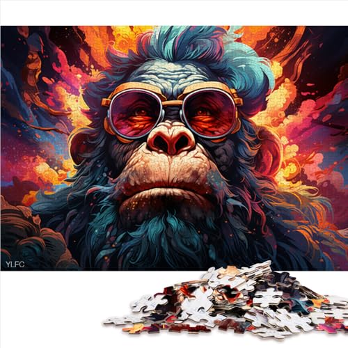 Puzzle mit 1000 Teilen für Erwachsene, psychedelisches, farbenfrohes Orang-Utan-Papierpuzzle, für Teenager und Kinder, Lernspiele für Erwachsene und Kinder, Größe: 50 x 75 cm von LZYANG