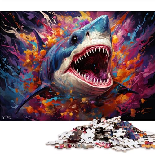 Puzzle mit 2000 Teilen für Erwachsene, farbenfrohes psychedelisches Hai-Papierpuzzle, für Erwachsene und Kinder ab 12 Jahren, Denksportaufgaben für Erwachsene. Größe: 70 x 100 cm. von LZYANG