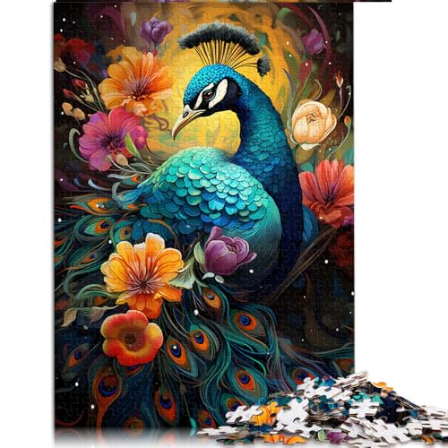 Schweres Puzzle für Erwachsene, 1000 Teile, Papierpuzzle „Bunter Pfau malen“, für Erwachsene und Kinder ab 12 Jahren, Denkspiel-Spielzeug. Größe: 26 x 38 cm. von LZYANG