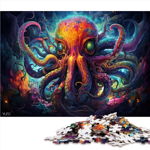 Schweres Puzzle für Erwachsene, 1000 Teile, farbenfrohes Fantasietier-Oktopus-Papierpuzzle, für Erwachsene und Kinder, tolle Geschenke und Spielzeuge. Größe: 50 x 75 cm. von LZYANG