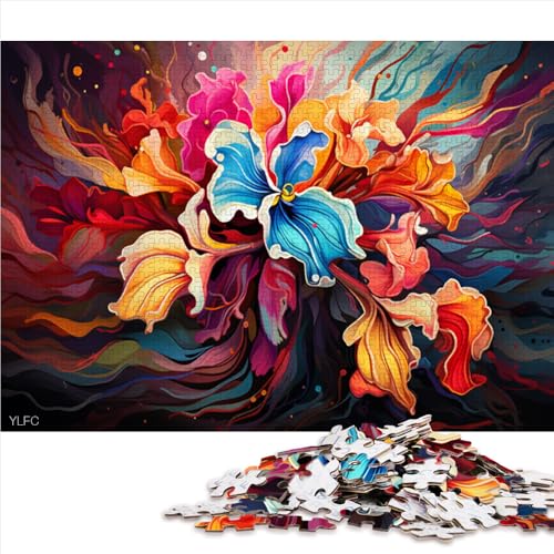 Schweres Puzzle für Erwachsene, 1000 Teile, farbenfrohes psychedelisches Orchideen-Papierpuzzle, für Erwachsene und Kinder ab 12 Jahren, Lernspiel, Größe: 50 x 75 cm von LZYANG