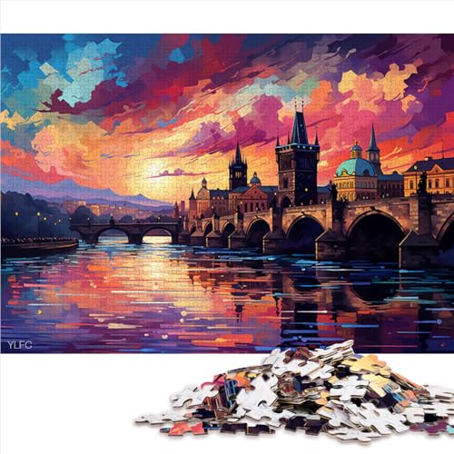 Schweres Puzzle für Erwachsene, 2000 Teile, „Die volle Psychedelia der Karlsbrücke“, Papierpuzzle, für Erwachsene und Kinder ab 12 Jahren, Puzzle-Wanddekoration. Größe: 70 x 100 cm von LZYANG