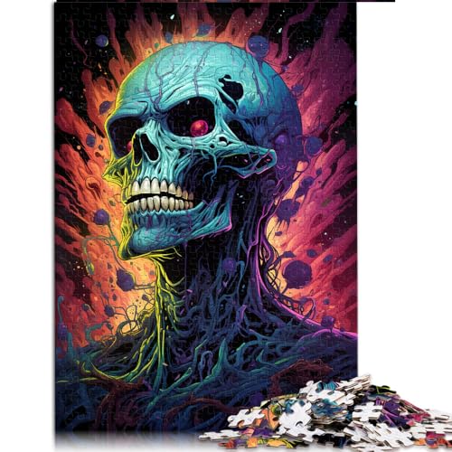 Schweres Puzzle für Erwachsene, 2000 Teile, psychedelisches Farbgemälde mit Totenkopf-Papierpuzzle, für Erwachsene und Kinder ab 12 Jahren, für Familienspaß. Größe: 70 x 100 cm von LZYANG