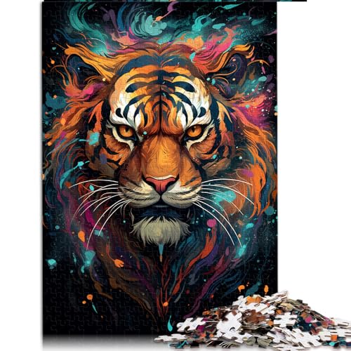 für Erwachsene, 1000 Teile, farbenfrohes Papierpuzzle mit Tiger-Tiermalerei, für Teenager und Erwachsene, anspruchsvolle Puzzles für Erwachsene. Größe: 26 x 38 cm von LZYANG