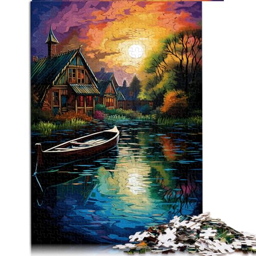 für Erwachsene, 1000-teiliges Puzzle, „Die farbenfrohe Psychedelia von Giethoorn“, Papierpuzzle, für Erwachsene und Kinder ab 12 Jahren, Lernspiel für Erwachsene und Kinder, Größe: 26 x 38 cm von LZYANG