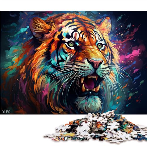 für Erwachsene, 1000-teiliges Puzzle, Lernspiele, farbenfrohes Fantasy-Tiger-Kunst-Papierpuzzle, für Erwachsene und Kinder ab 12 Jahren, Denkspiel, Größe: 52 x 38 cm von LZYANG