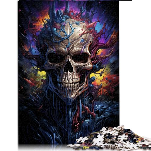 für Erwachsene, 1000-teiliges Puzzle, Lernspiele, psychedelisches Farbgemälde, Totenkopf-Papierpuzzle, für Erwachsene und Kinder ab 12 Jahren, Spiele, Spielzeug, Geschenk, Größe: 52 x 38 cm von LZYANG