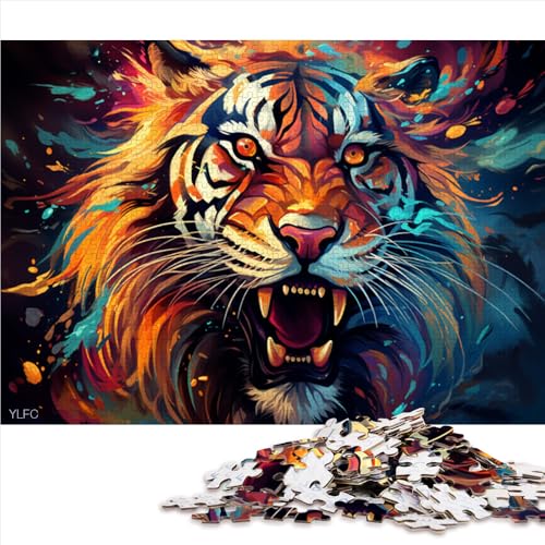 für Erwachsene, 1000-teiliges Puzzle, farbenfrohes, schönes Tiger-Papierpuzzle, für Kinder ab 12 Jahren, Lernspiele, Heimdekorationspuzzle. Größe: 50 x 75 cm von LZYANG