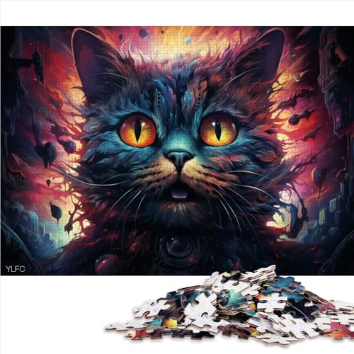 für Erwachsene, 1000-teiliges Puzzle-Geschenk, Bunte, seltsame Katzen in Einer Fantasiestadt, Papierpuzzle, für Erwachsene und Kinder ab 12 Jahren, Lernspiele für Erwachsene und Kinder, von LZYANG