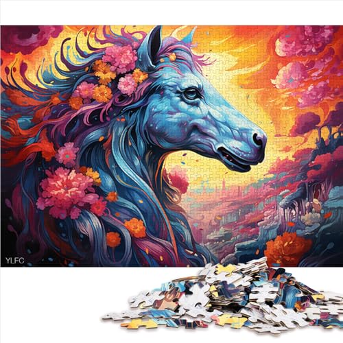 für Erwachsene, 2000-teiliges Puzzle, Lernspiele, psychedelisches Farbpferd-Papierpuzzle, für Erwachsene und Kinder ab 12 Jahren, Lernspiel. Größe: 70 x 100 cm von LZYANG