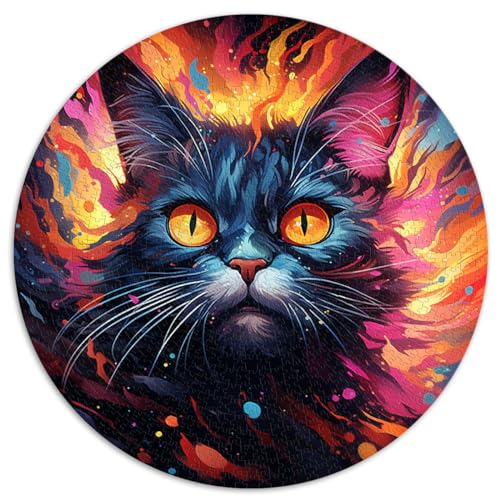 für Erwachsene 1000 Teile Puzzle-Geschenke, Fantasy-Schwarze Katze, runde Puzzles, für Erwachsene und Kinder ab 12 Jahren, Kartonpuzzles, Lernspiel-Herausforderungsspielzeuggröße ， 67,5 x 67,5 von LZYANG