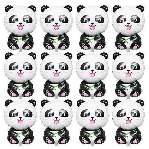 12 Stück süße Panda Luftballons, Aluminiumfolie Mylar Zoo Dschungel Tier Luftballons Panda Party Zubehör für Kinder Jungen Mädchen Panda Thema Geburtstag Baby Dusche Party Favor Dekorationen von LZYMSZ