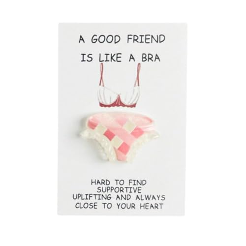 LZYWOD Humorvolle Taschenumarmung mit Aufschrift "A Good Friend is Like A Bra Is Like A Bra", humorvolle Taschenumarmung für Frauen, Freundschaft, niedlicher BH mit Taschenmarke, positive Karte von LZYWOD