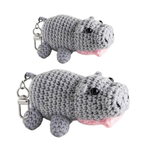 LZYWOD Super süßes Nilpferd, hüpfende Webpuppe, tragbares Geschenk, gestrickter Anhänger, Nilpferd, Q1N9, Zubehör, Wolle von LZYWOD