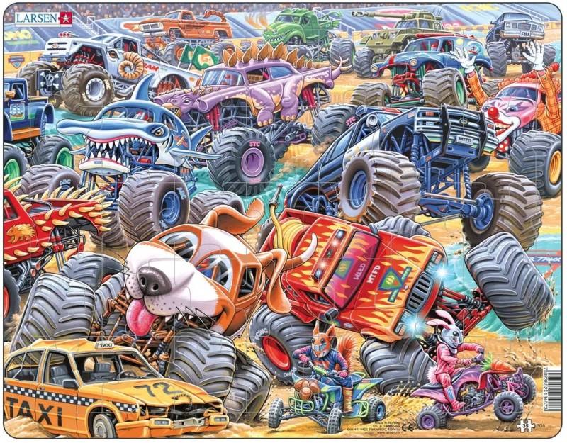 Larsen Rahmenpuzzle - Monstertrucks-Rennen 35 Teile Puzzle Larsen-PG5 von Larsen