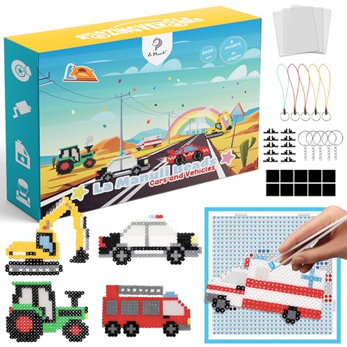 La Manuli Amazing Vehicles Bügelperlen Set mit 6000 Perlen | 5mm | 10 Farben | inkl. Steckplatten, Zubehör | Steckperlen mit Jeder Marke Beads Kompatibel | Bunte + DIY Muster La Manuli Amazing Vehicles Bügelperlen Set mit 6000 Perlen | 5mm | 10 Farben | inkl. Steckplatten, Zubehör | Steckperlen mit Jeder Marke Beads Kompatibel | Bunte + DIY Muster von La Manuli