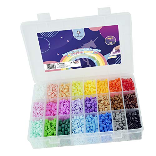 La Manuli Sortiert Fuse Beads Kit - 4500 Stück 5 mm 24 Farben Bügelperlen Set Mit jeder Marke Beads Kompatibel Puzzle Kinder Sicherung Perlen Iron Beads von La Manuli