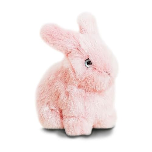 La pelucherie - Plüschtier Hase Léon, sitzend, 15 cm, Rosa – Handgenäht – französische Marke von La pelucherie