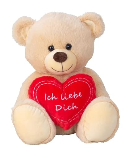 LaBelleHome Teddybär mit Herz Ich Liebe Dich Kuschelbär 30 cm braun mit Herz Kuscheltier Stofftier Geschenk von LaBelleHome