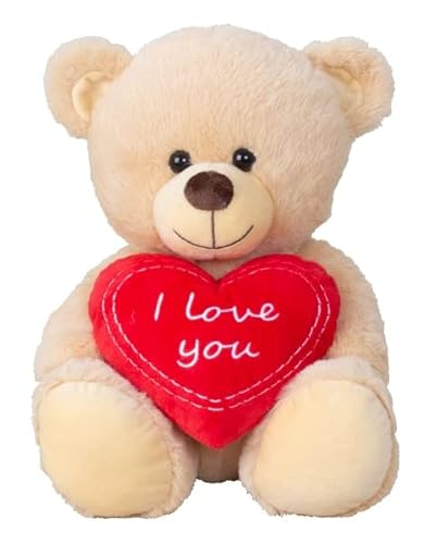 Teddybär mit Herz I Love You Kuschelbär 30 cm braun mit Herz Kuscheltier Stofftier Geschenk von LaBelleHome