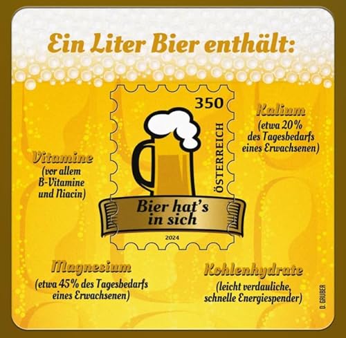 2024 Österreich Bierbriefmarke Bierglas-Untersetzer - unusual stamp von LaVecchiaScatola