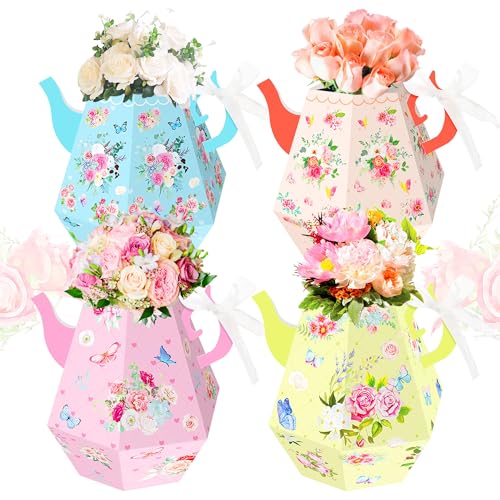 LaVenty 12 PCS Floral Tea Party Gunst Taschen Teeparty Vase Dekoration Tee Party Zubehör Tee Party Gunst Boxen Teeparty Gunstbeutel von LaVenty