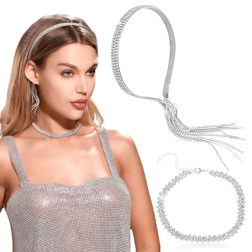 LaVenty 2 PCS Disco Kopfschmuck Elfe Haarreif Festival Hair Accessories Festival Kopfschmuck Kopfschmuck Silber Korean Fashion Wome Kopfkette Silber Kawaii Schmuck von LaVenty