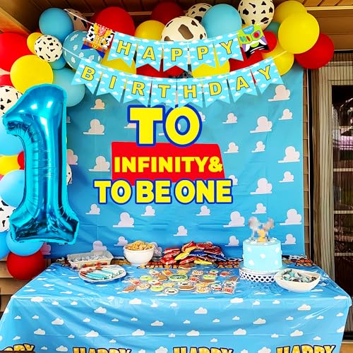LaVenty Bis zur Unendlichkeit und zu einem Geburtstag Dekorationen Erster Geburtstag Ballon Girlande Bogen Backdrop Banner Cake Topper für 1. Geburtstag Party von LaVenty