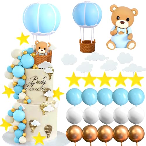 LaVenty Blaue Teddybär Tortendeko Tortendeko Taufe Junge Tortendeko Junge 1 Jahr Blau Tortendeko Teddybär Kuchen Dekoration für Hochzeit BabyShower Geburtstag Party von LaVenty