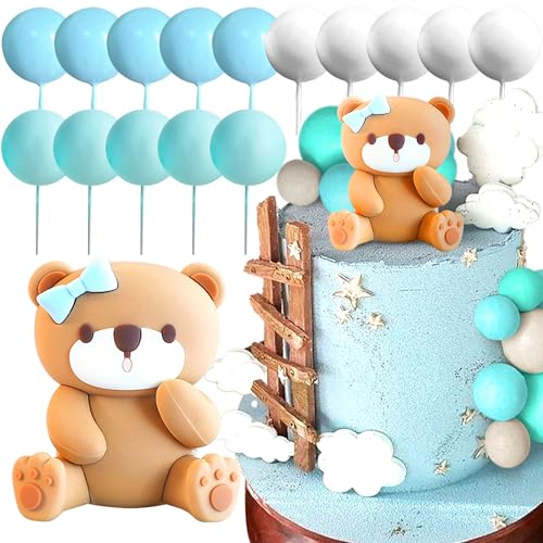 LaVenty Blauer Bär Tortendeko Baby Bär Baby Shower Cake Topper Bären Tortendeko Baby Shower Geburtstag Kuchen Dekoration von LaVenty