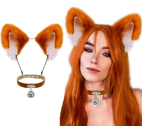 LaVenty Fox Fuchs Wolf Katzen Ohren Katzenohren Haarreif Fuchsschwanz Fuchs Maske Fuchs Kostüm Fuchs Ohren Mütze Mit Ohren Fox Ears von LaVenty