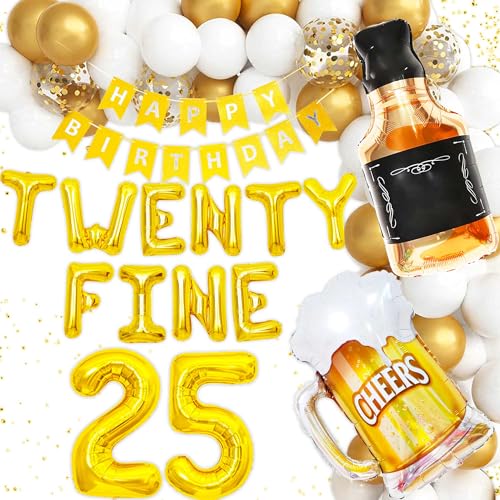 LaVenty Gold Twenty Five Birthday Decoration 25 Birthday Balloon 25 Birthday Decorations For Women Funny Happy Birthday Decoration 25 Number Balloons von LaVenty