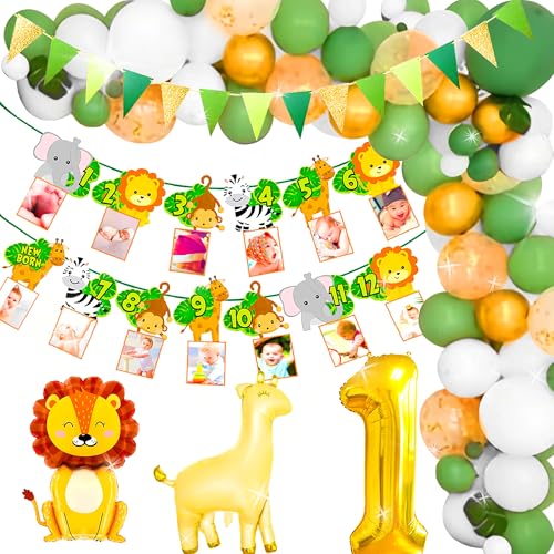 LaVenty Junge Wild One Geburtstag deko 1 Geburtstag Junge Mädchen Dschungel Geburtstagsdeko 1 Jahr Junge Kindergeburtstag Deko 1. Geburtstag Mädchen Safari Luftballons 1. Geburtstag Deko von LaVenty