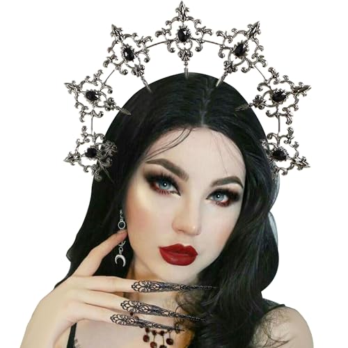 LaVenty Krone Schwarz Gothic Halo Krone Halo Haarreif Sonne Sonne Haarreif Kostüm Damen Sonne Halo Haarreif Gothic Accessoires von LaVenty